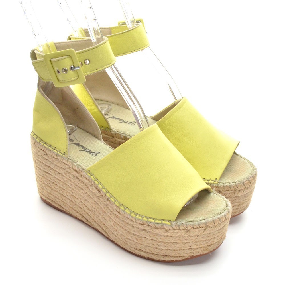 Free People Coastal Lemon Wedge Espadrille Sandals 36